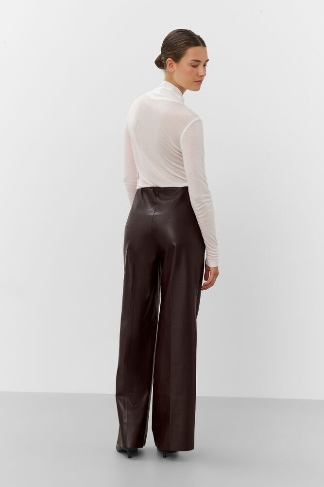 SLKaylee PU Kickflare Pants - Chocolate Torte Brown