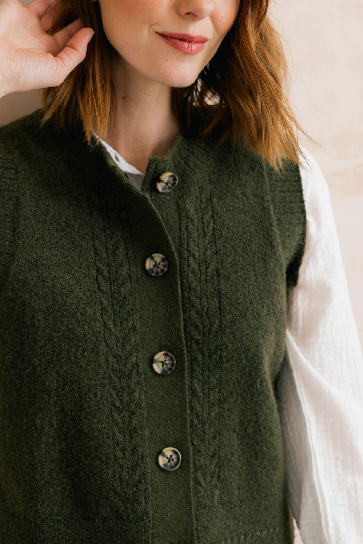Stencil Vest Cable Knit - Dark Olive