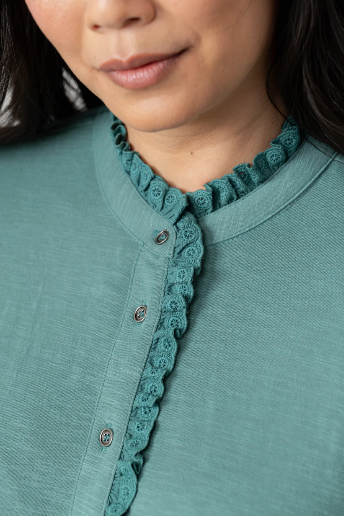 Sage Frill Organic Cotton Blouse Sea Mist