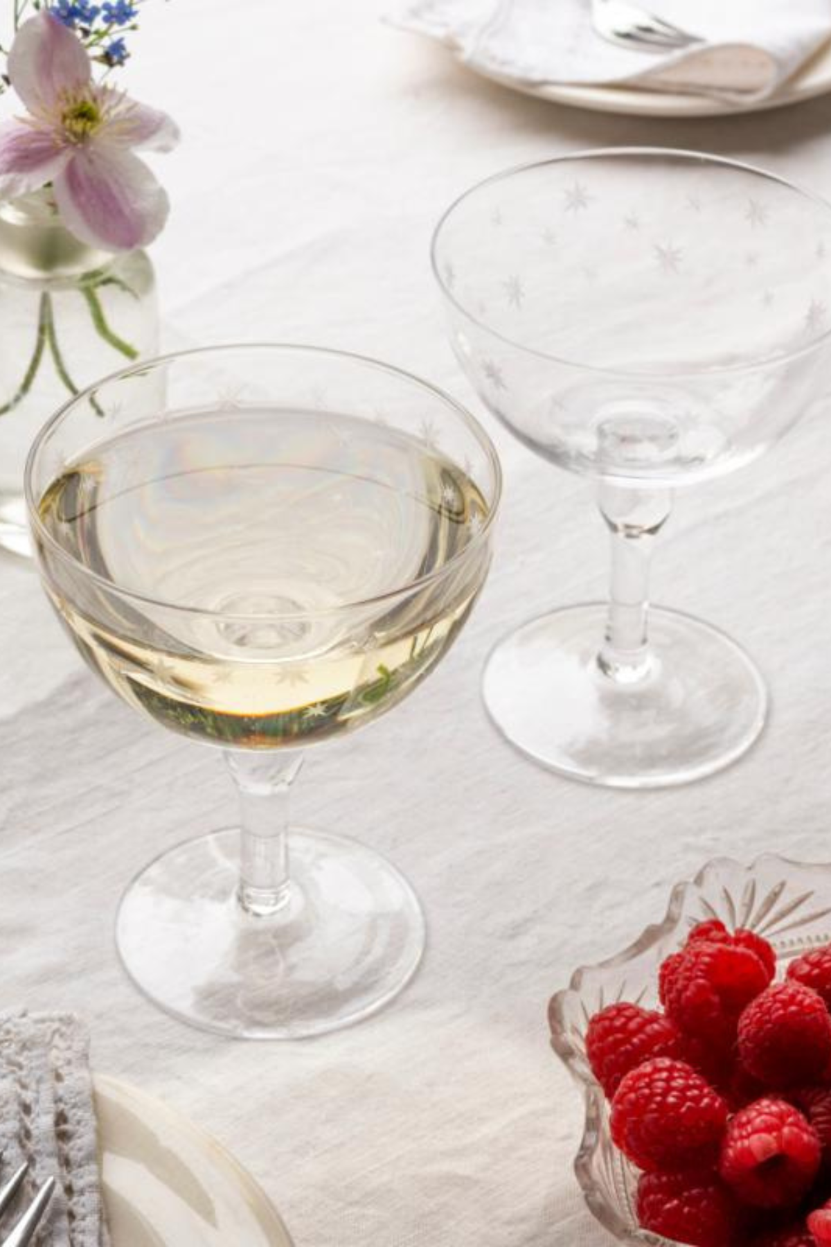 Etched Star Coupe Glasses (Pair)