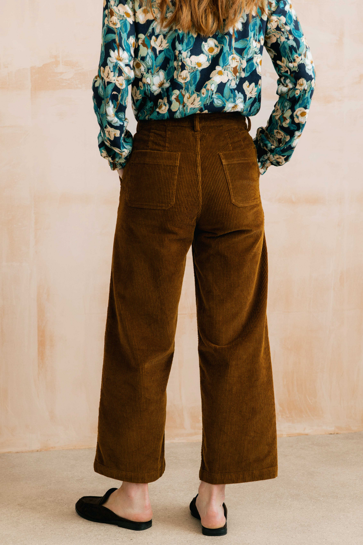 Isla Crop Trouser Plain Jumbo Cord - Burnt Caramel