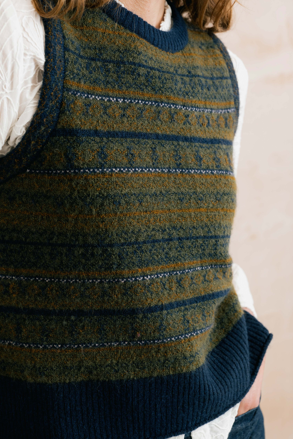 Joan Fair Isle Tank Fair Isle Knit - Olive