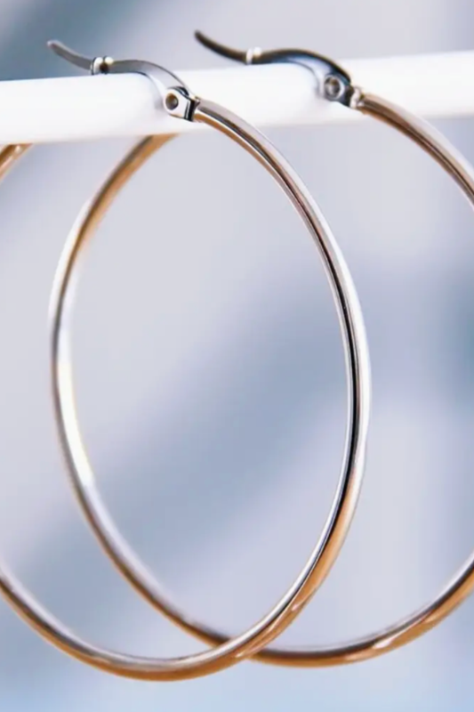 Bazou Stainless Steel Hoop Earrings - Large