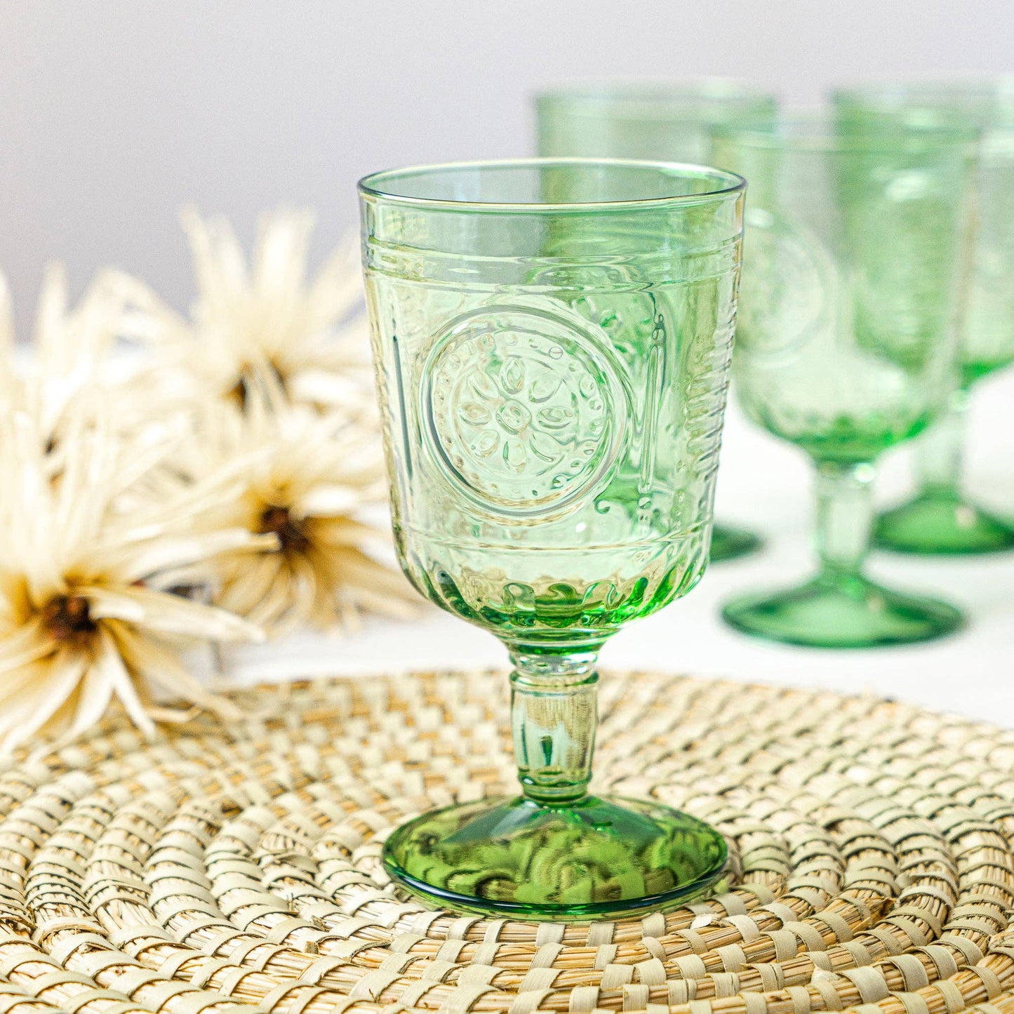 Romantic Wine Glasses, Green- 320ml - set of 4