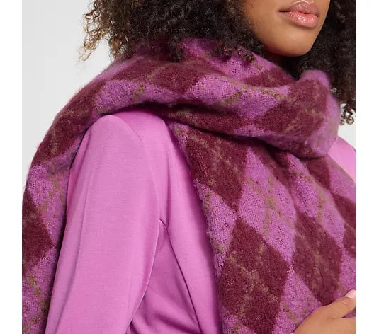 IAdahlia Pink Argyle Scarf