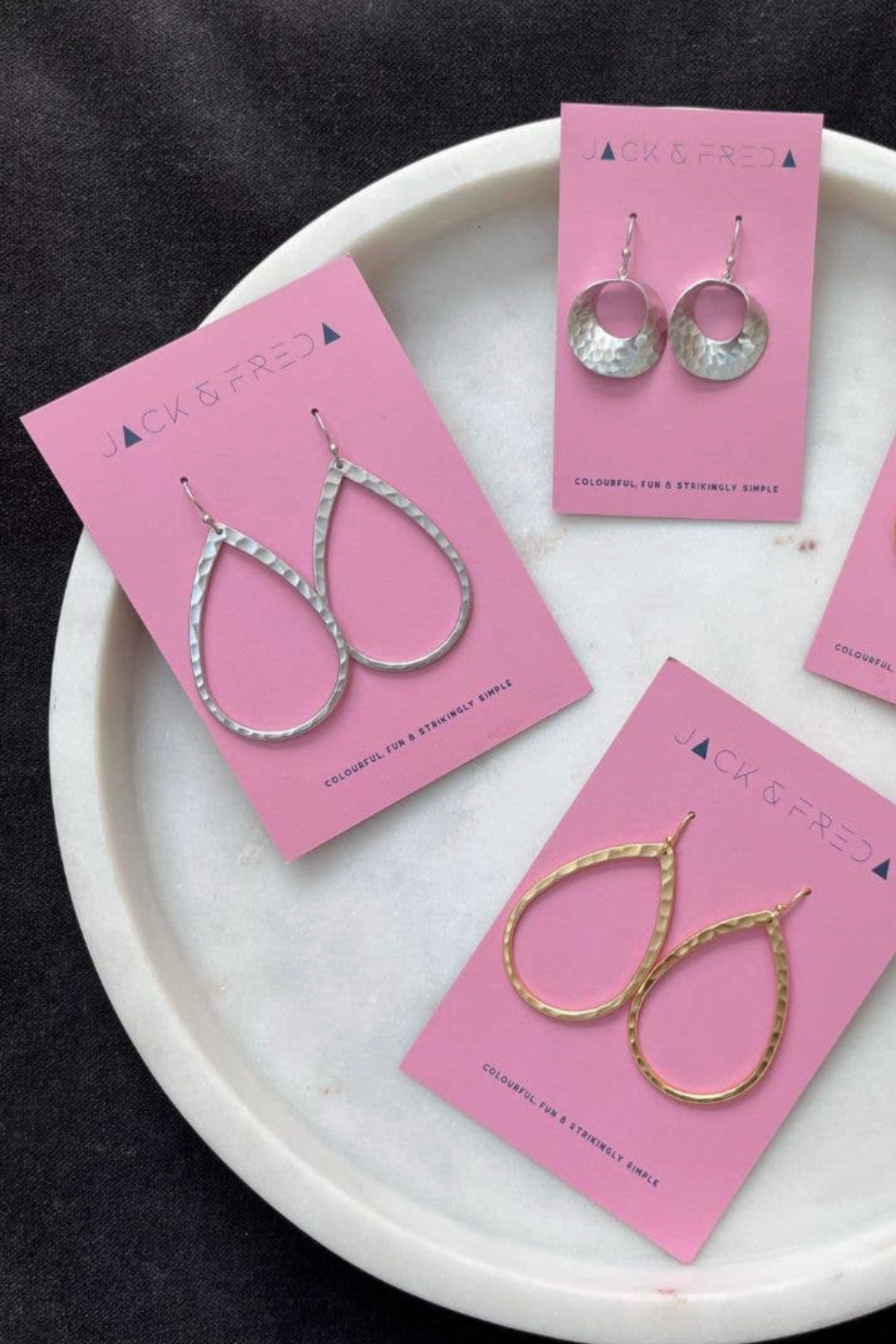 Hammered Tear Drop Earrings - Silver/Gold