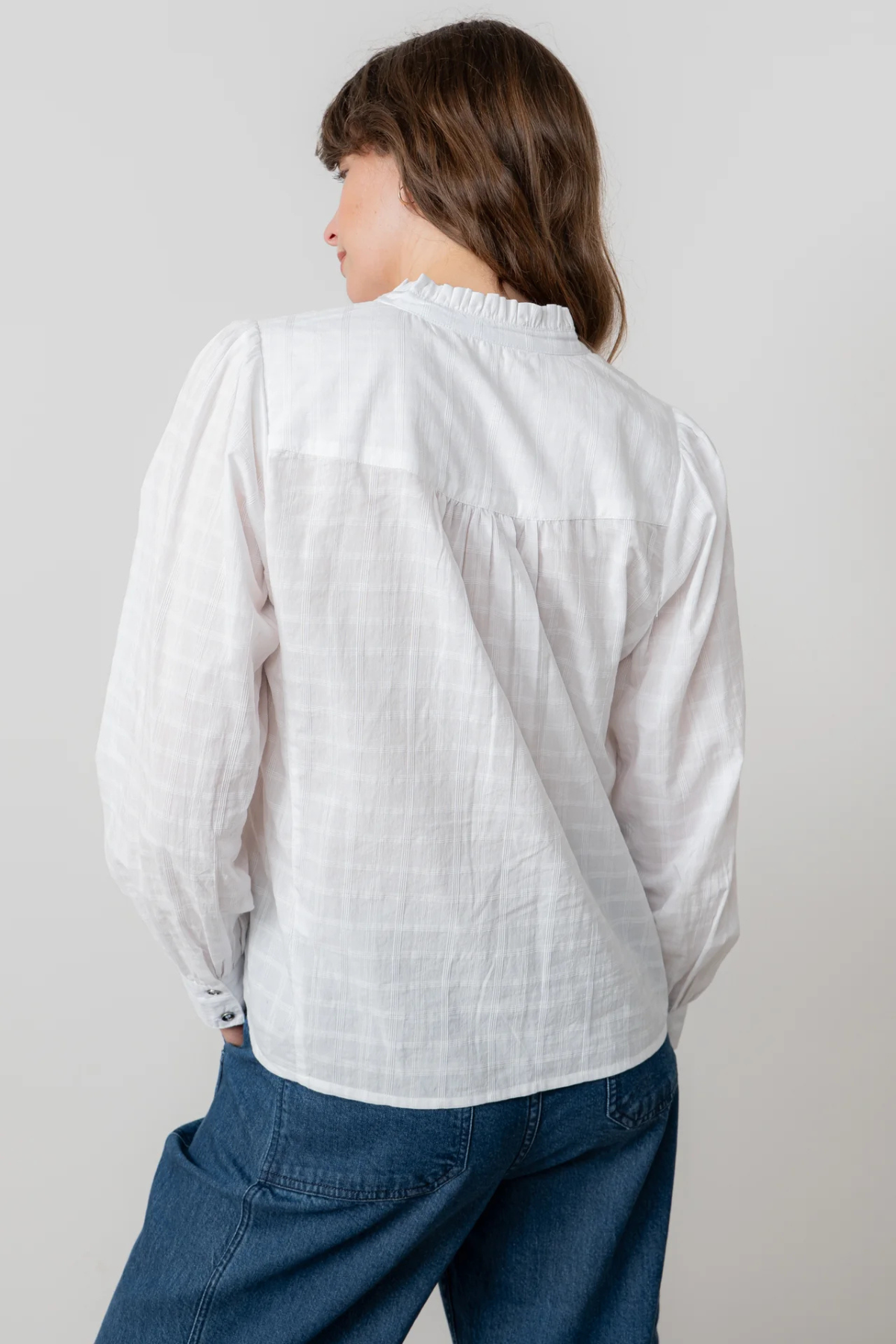 Wayfaring Organic Cotton Check Blouse White