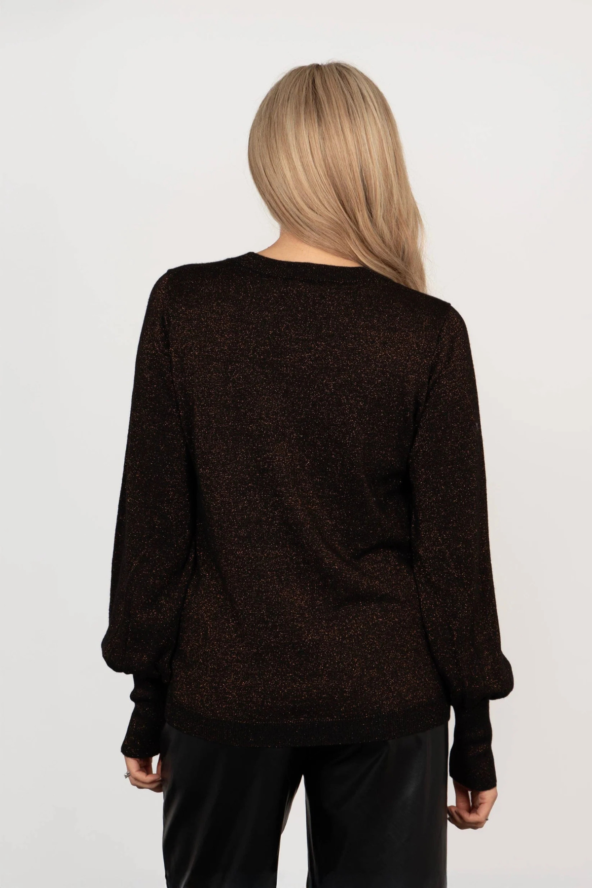 Penny Balloon Sleeve Jumper - Bronze, Glitter