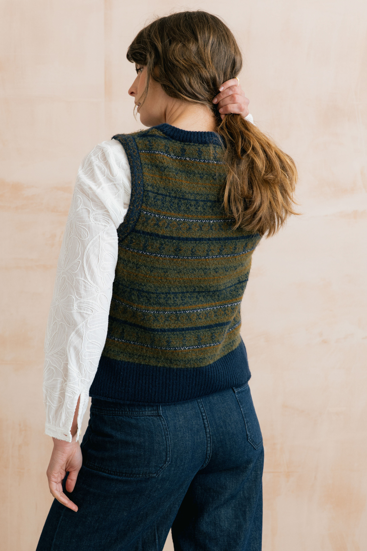 Joan Fair Isle Tank Fair Isle Knit - Olive