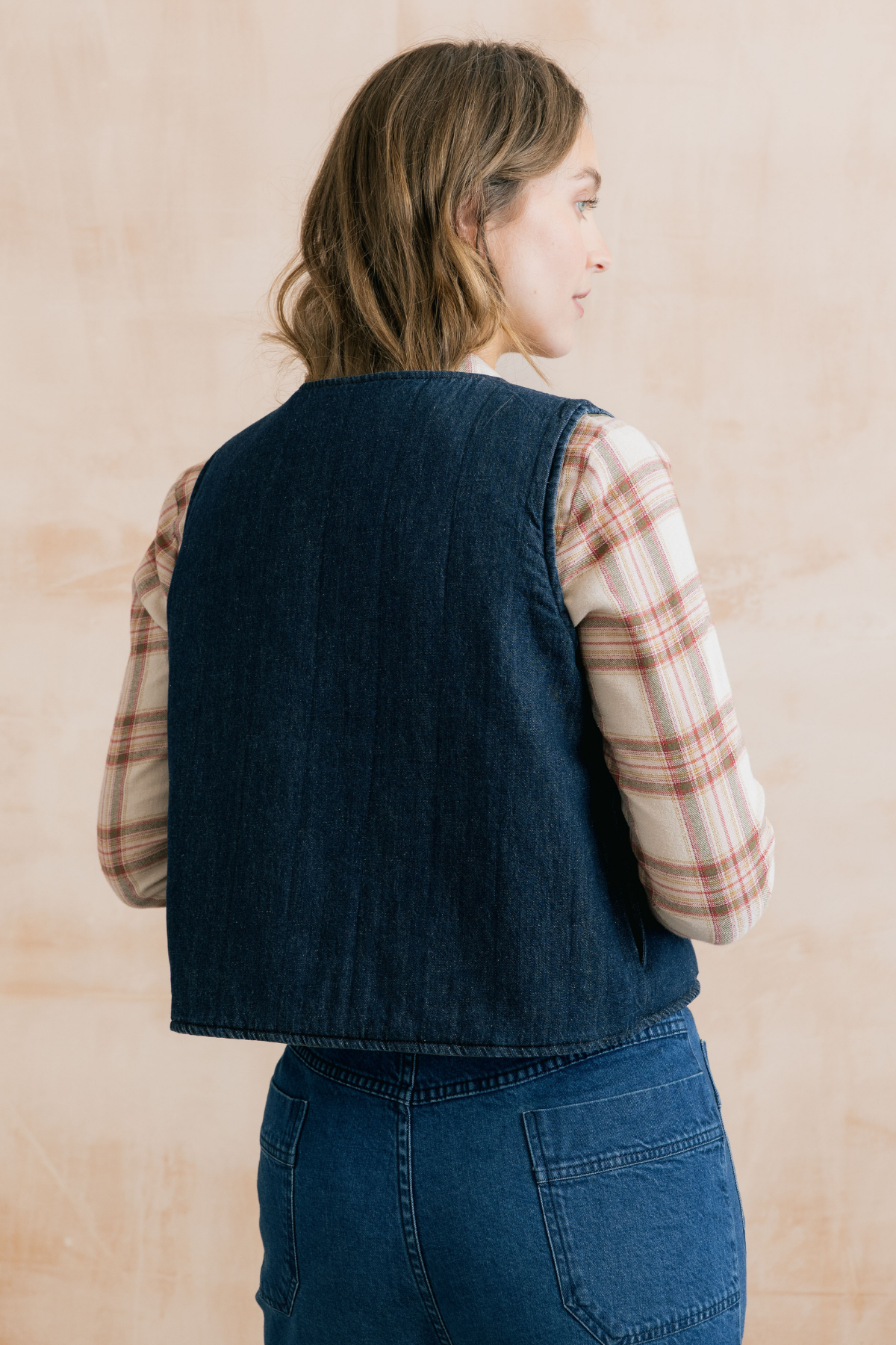 Pavillion Reversible Gilet Plain Linen Denim