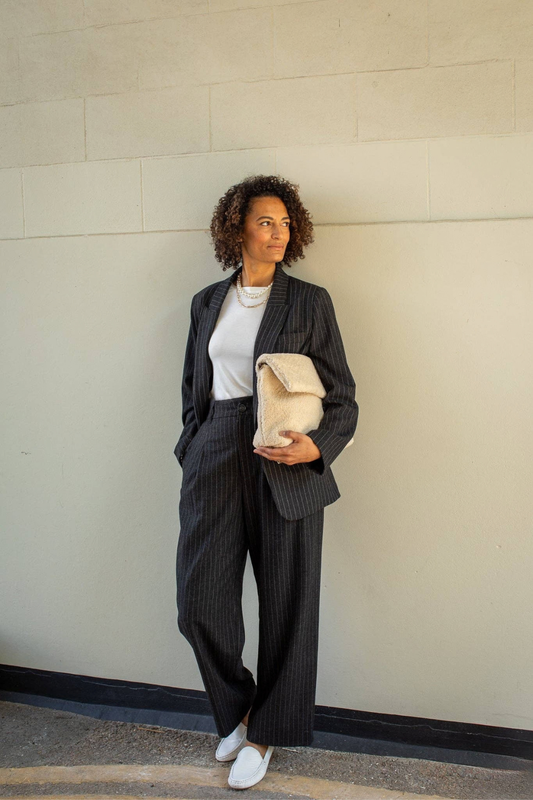 Judith Trouser - Dark Charcoal Pinstripe