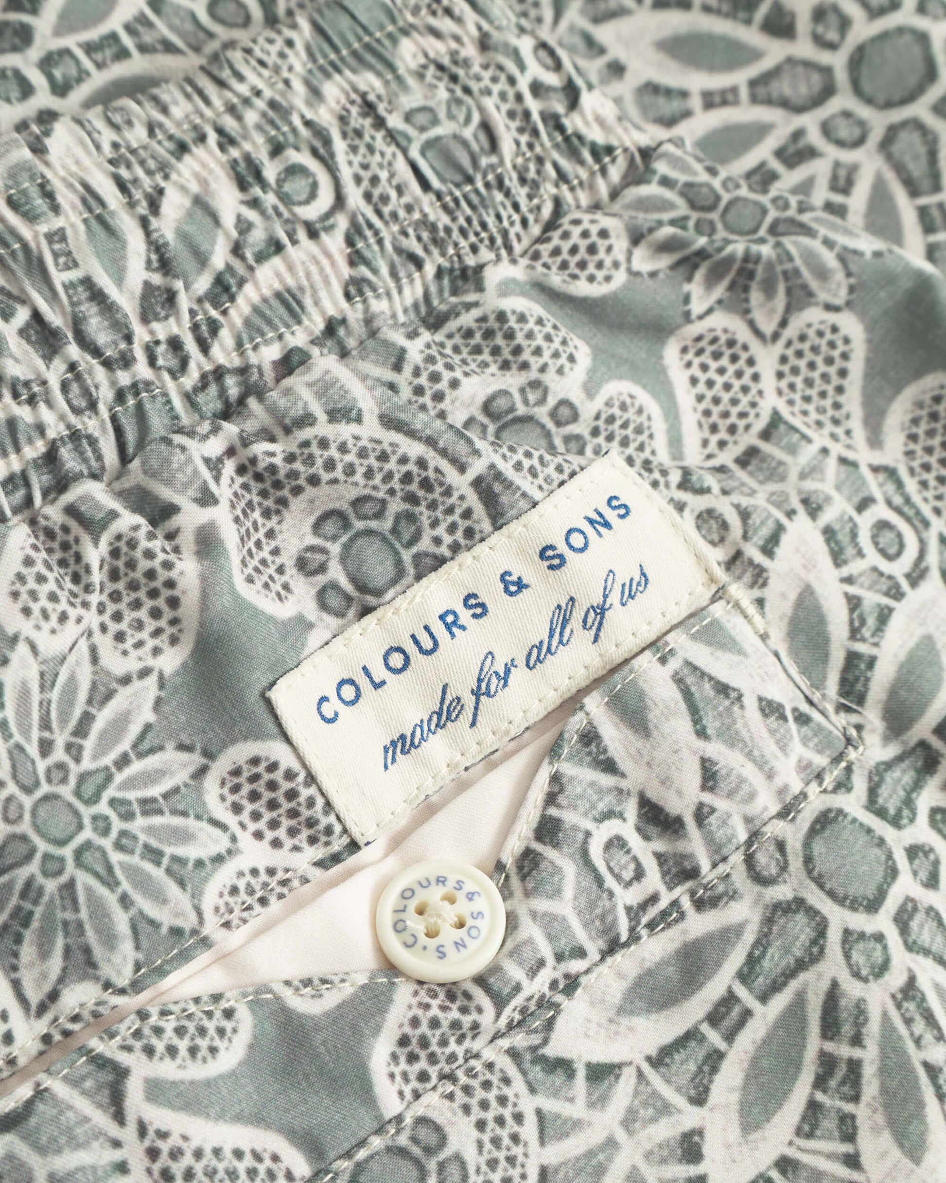 Japanese Tile Print Swim Trunks 