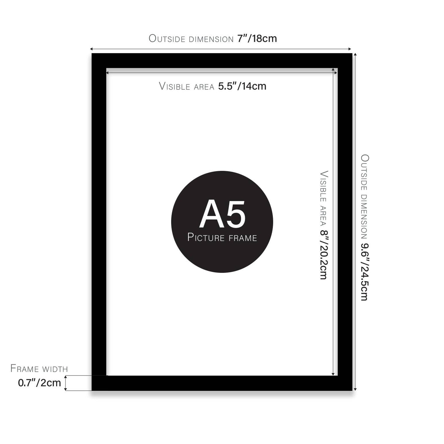 Almost Frameless - Black A5 Picture Frame