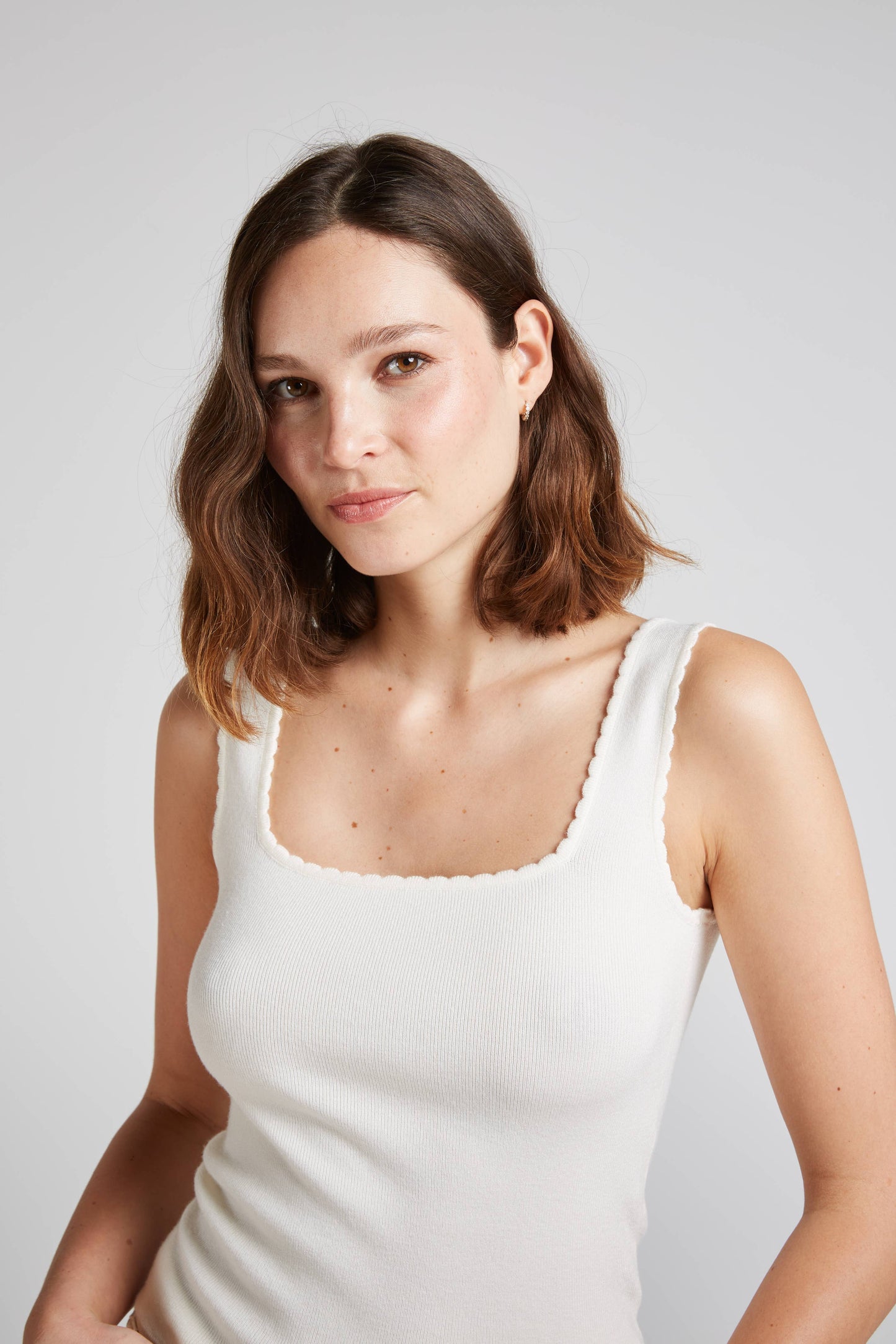 Scalloped Knit Tank Top