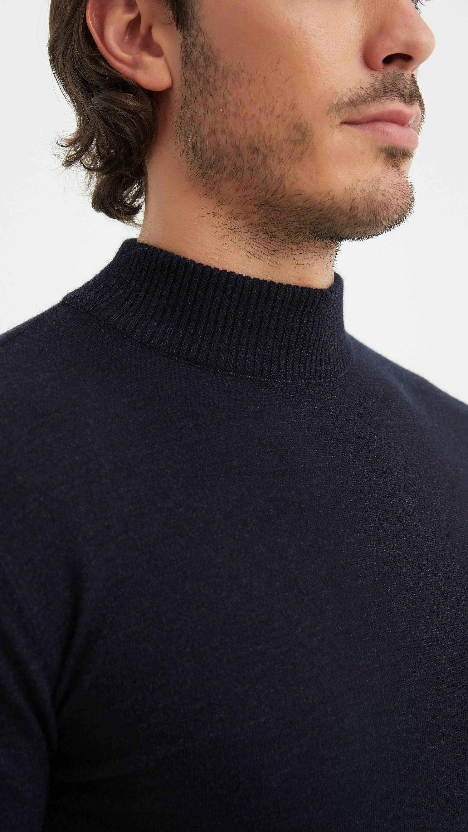 High Neck Sweater - Navy Blue