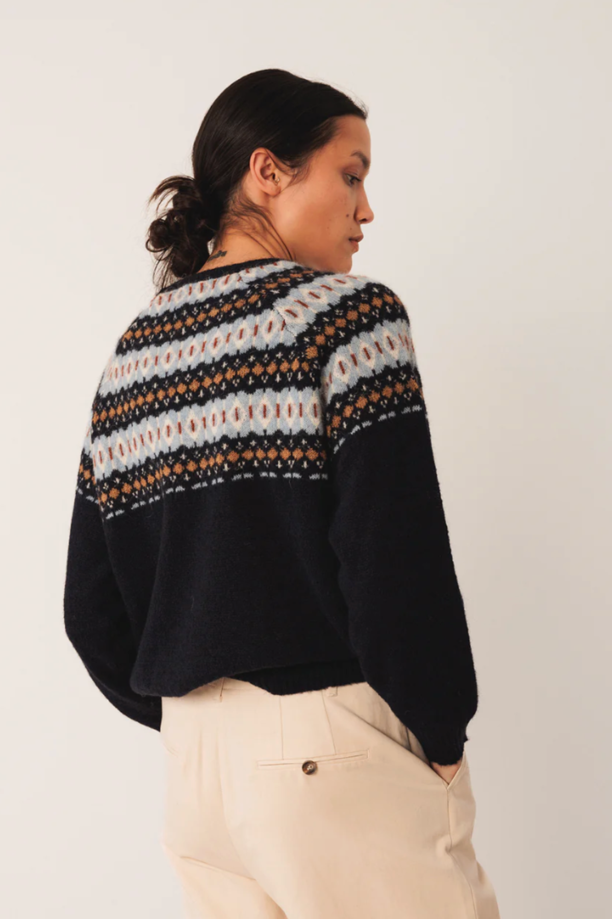 Jacquard Border Sweater