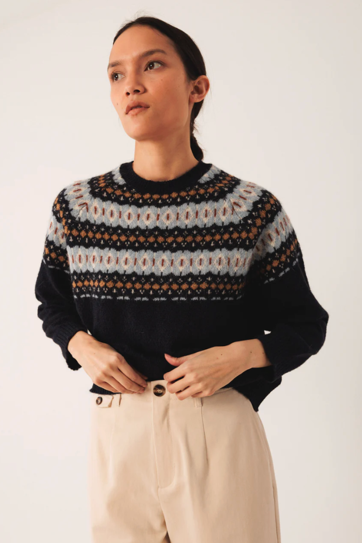 Jacquard Border Sweater