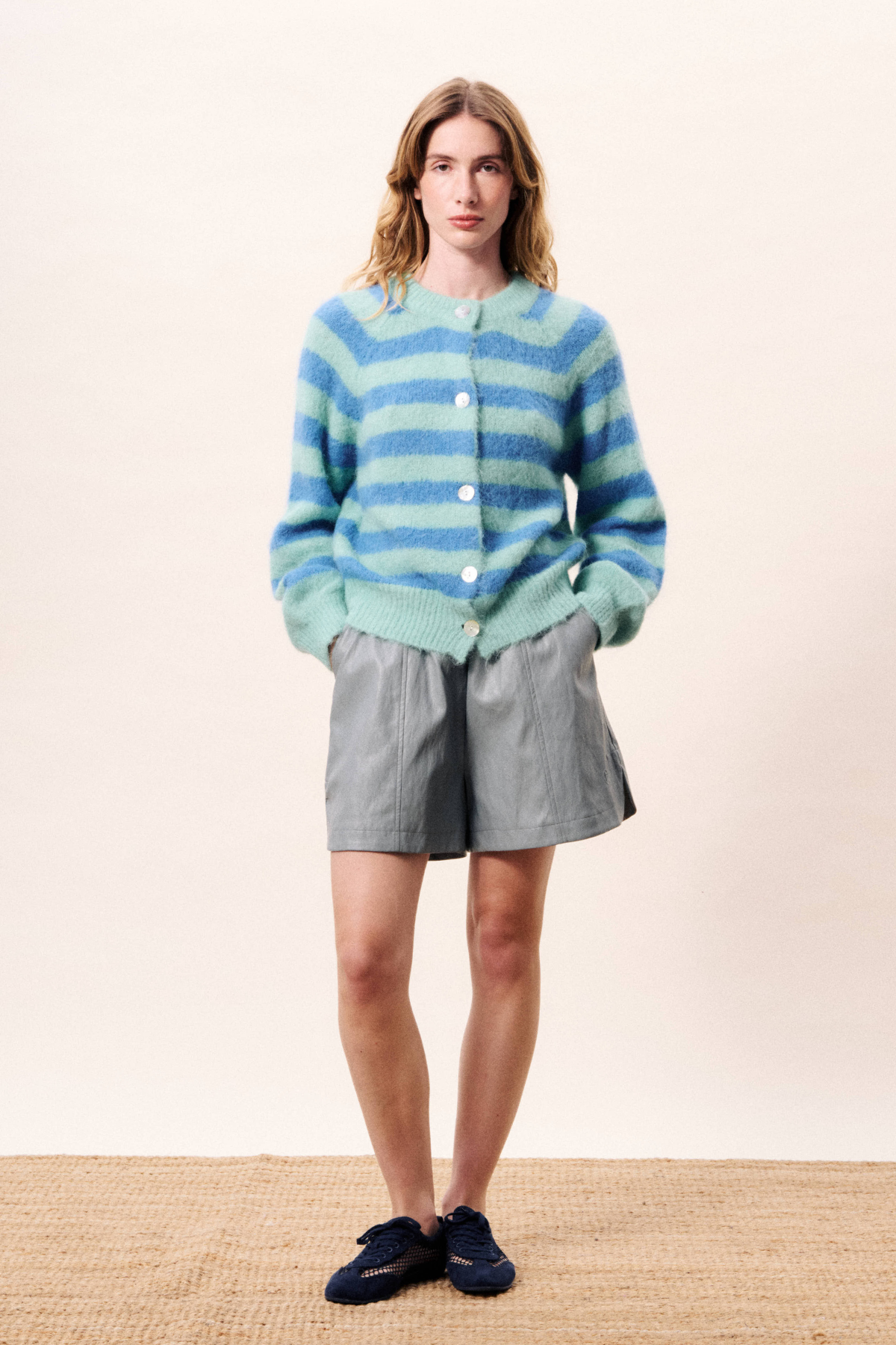 SALE2 - Green-Blue Striped Cardigan