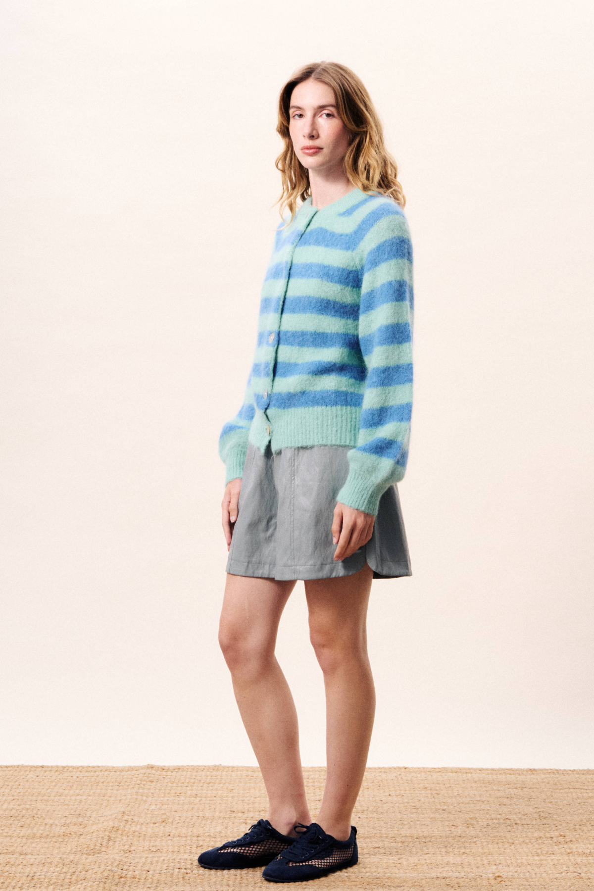 SALE2 - Green-Blue Striped Cardigan