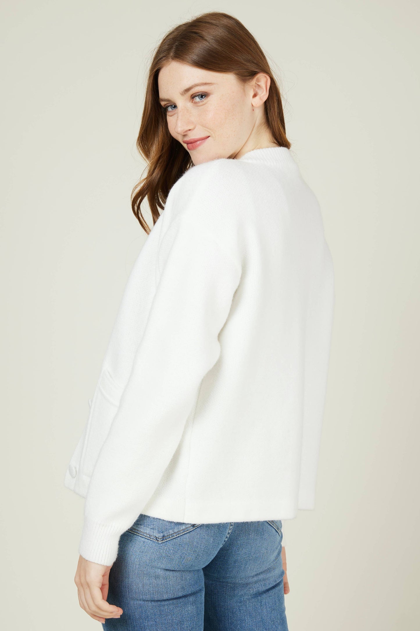 GILIAN Cream Teddy style cardigan