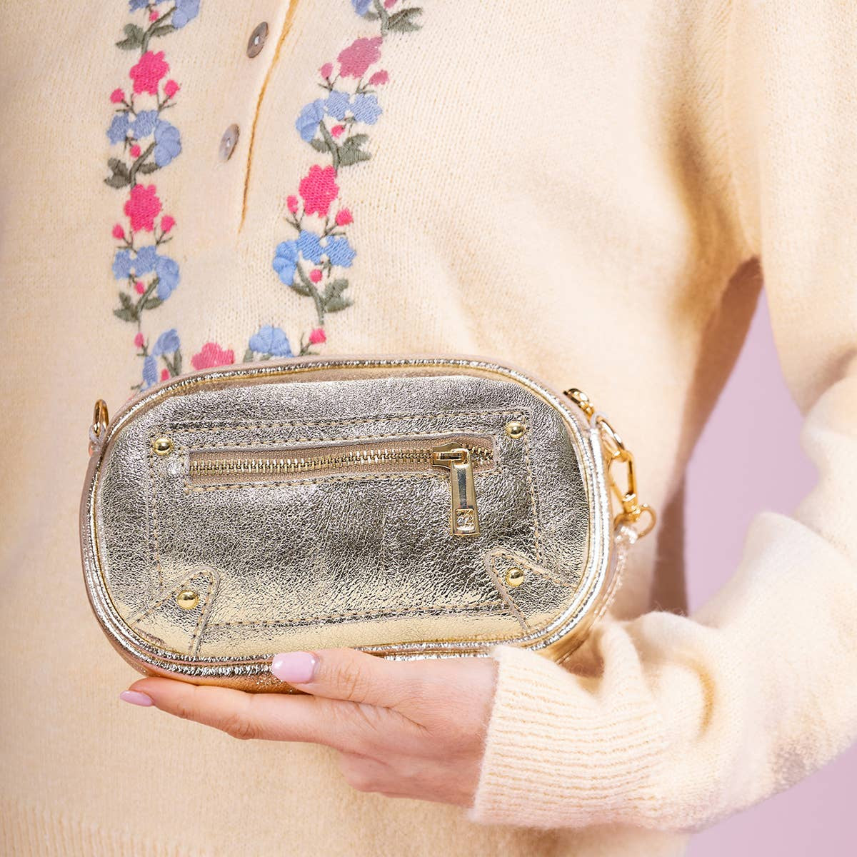 Yumi Gold Leather Bag