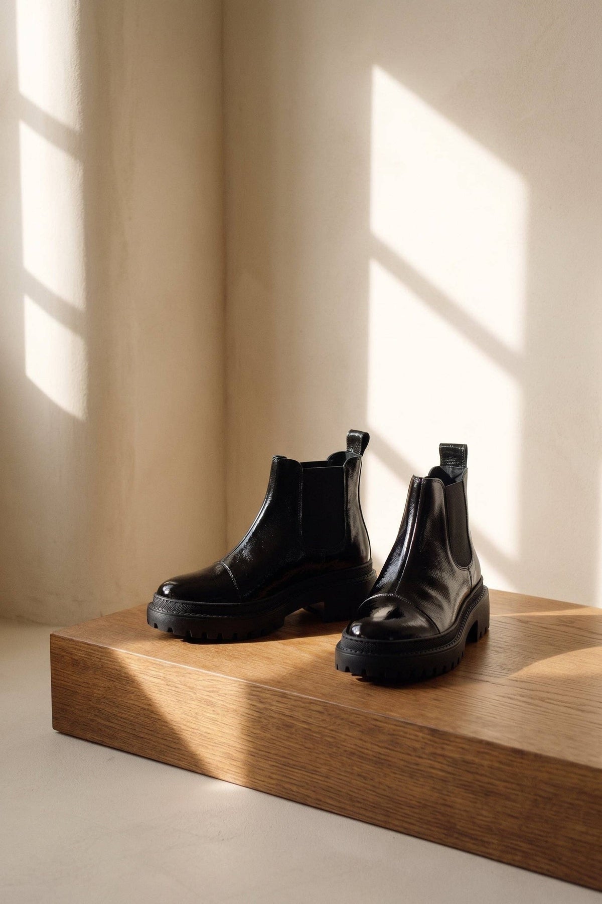 Macu Black Patent Leather Ankle Boots