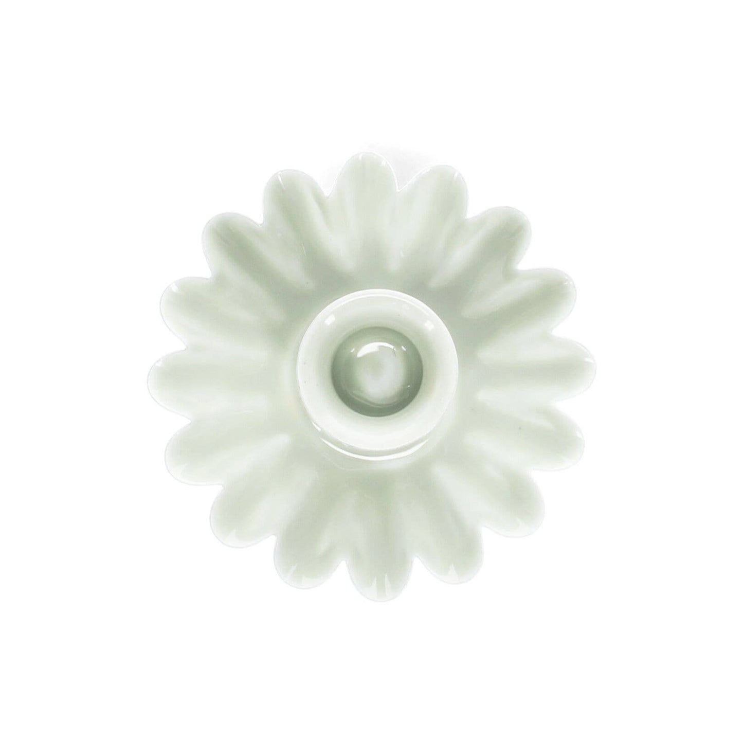 Rex London UK - Enamel Cupped Flower Candle Holder - Light Grey/Green