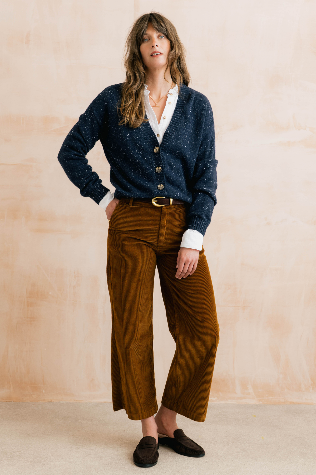 Isla Crop Trouser Plain Jumbo Cord - Burnt Caramel