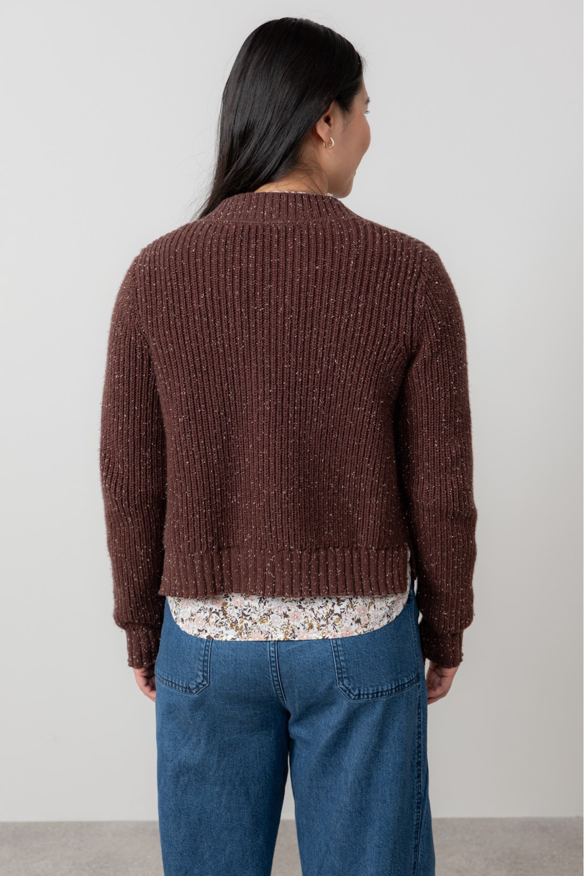 June Rib Cardigan Fleck Knit