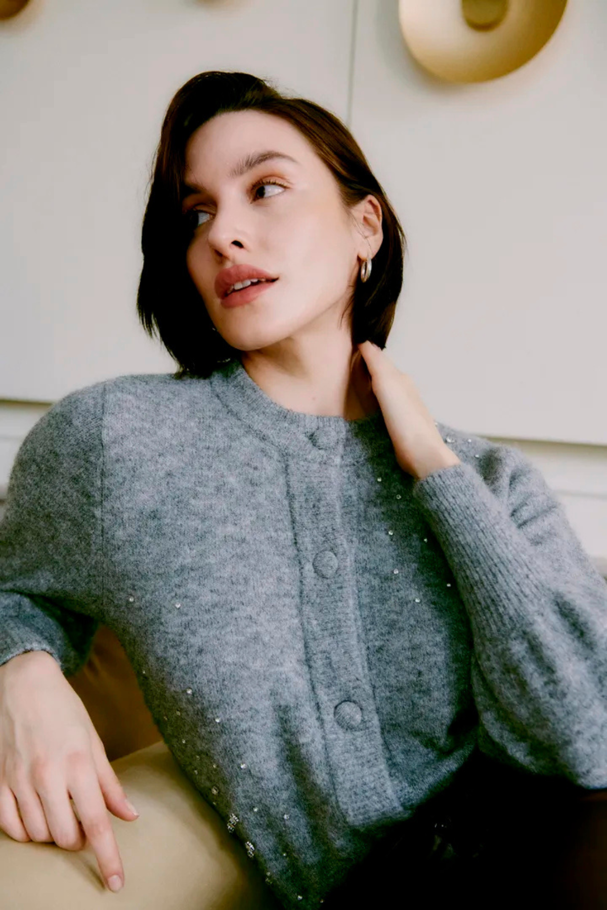 BYOMEA Rhinestone Cardigan