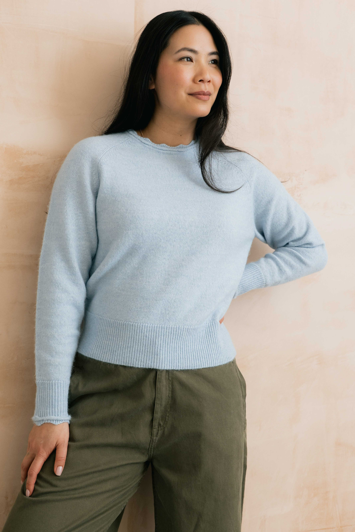 Elodie Jumper Scallop Knit - Powder Blue