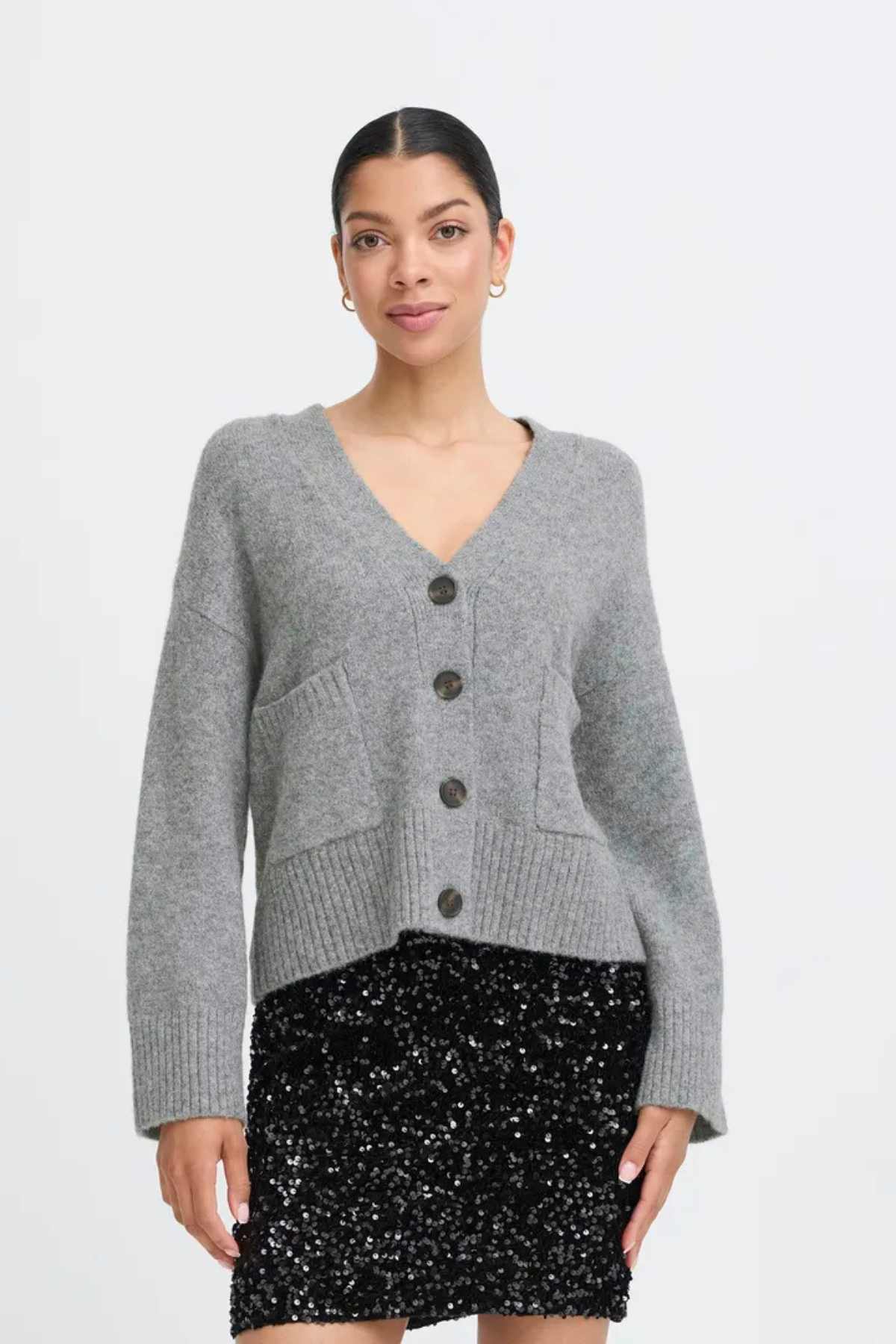 BYOTTI Cardigan - Mid Grey Melange