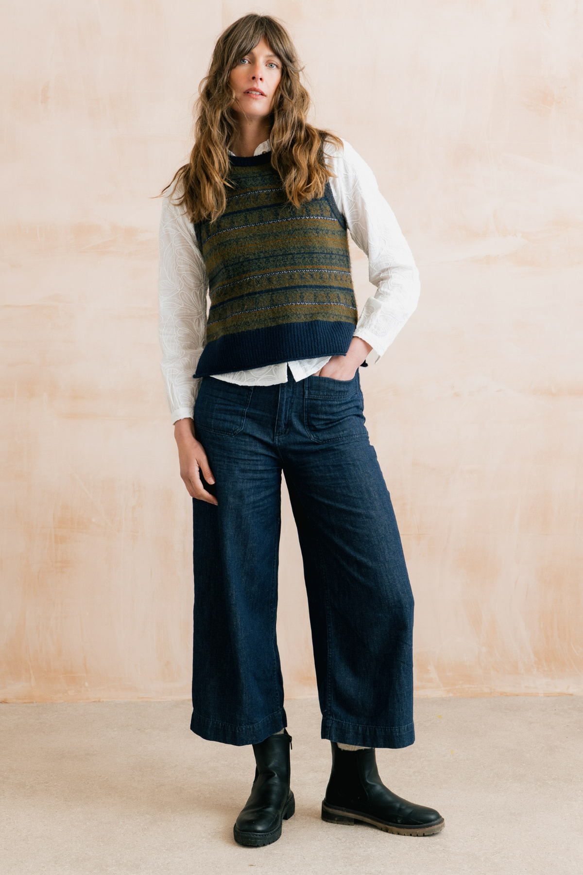 Joan Fair Isle Tank Fair Isle Knit - Olive