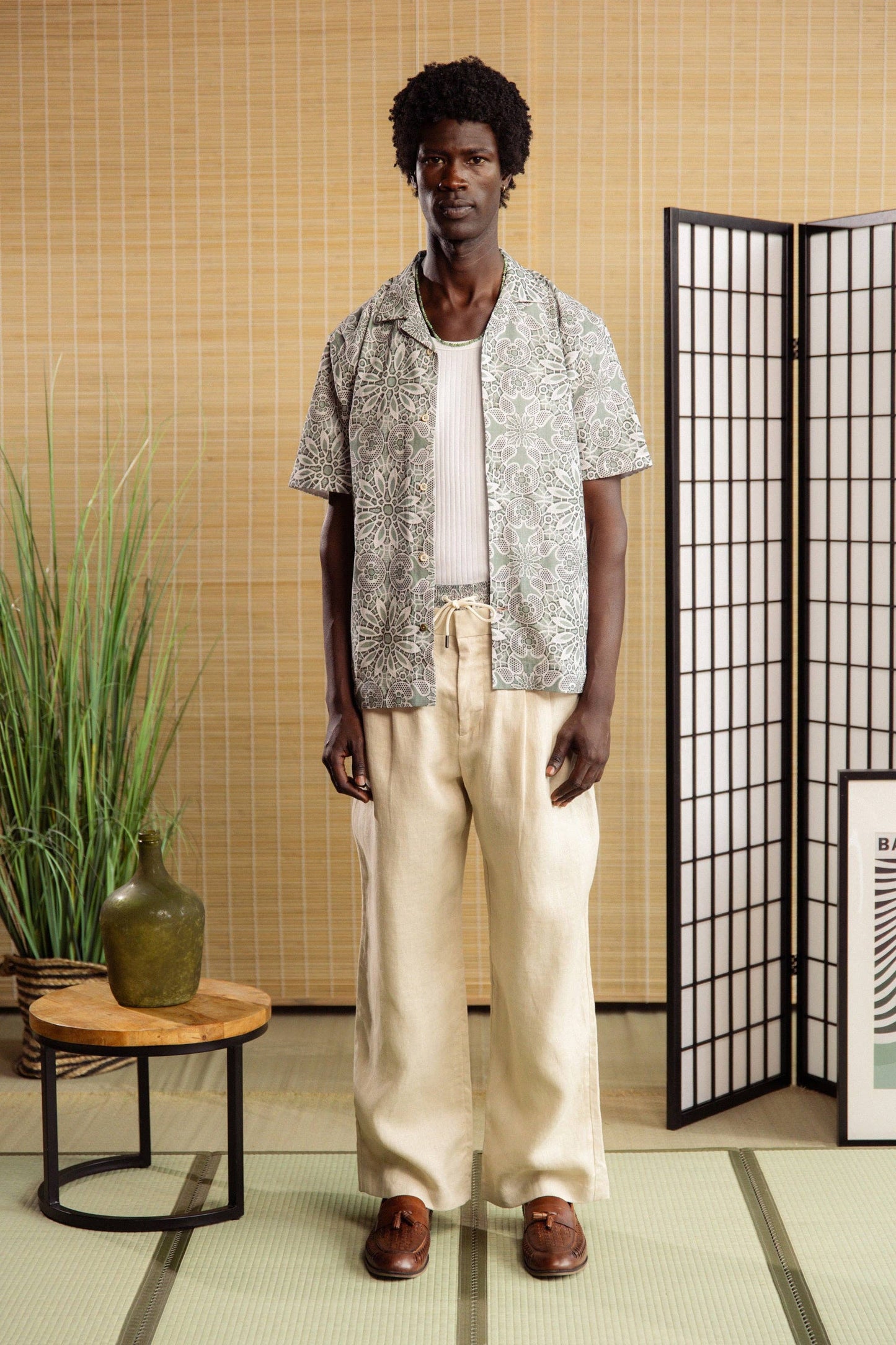 Japanese Tile Collared Shirt