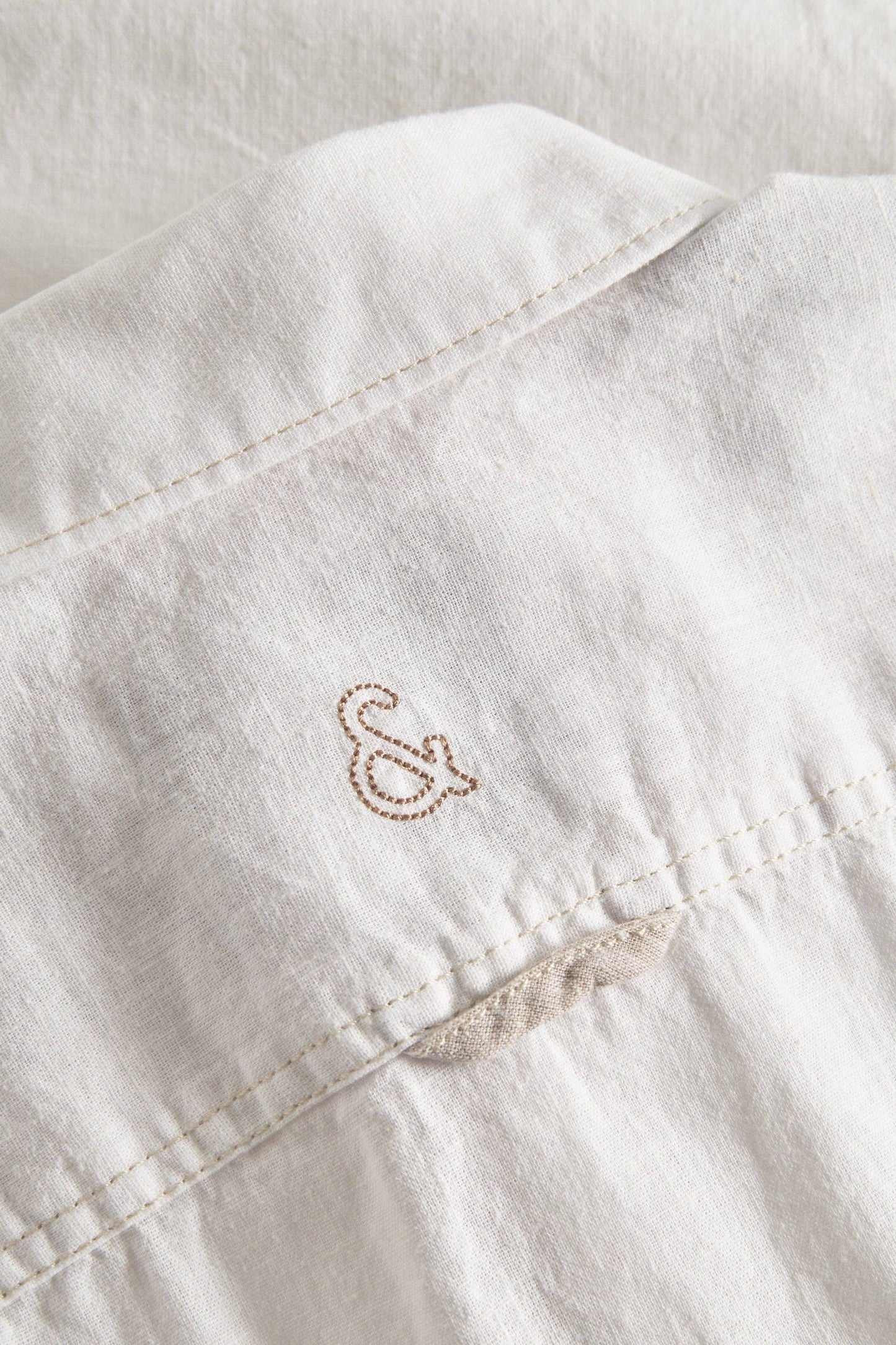 Basic linen shirt short sleeve - Off White