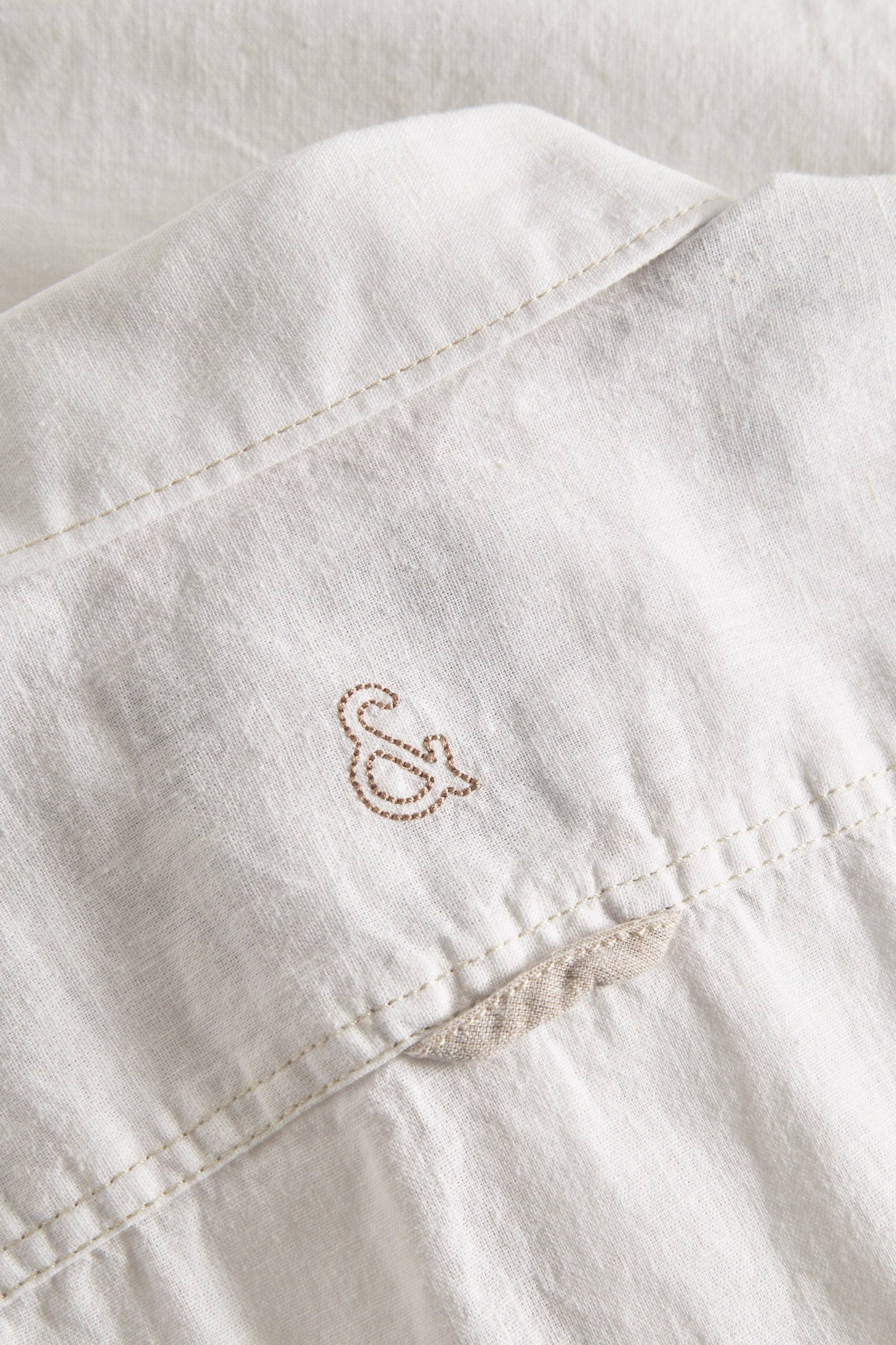 Basic linen shirt short sleeve - Off White