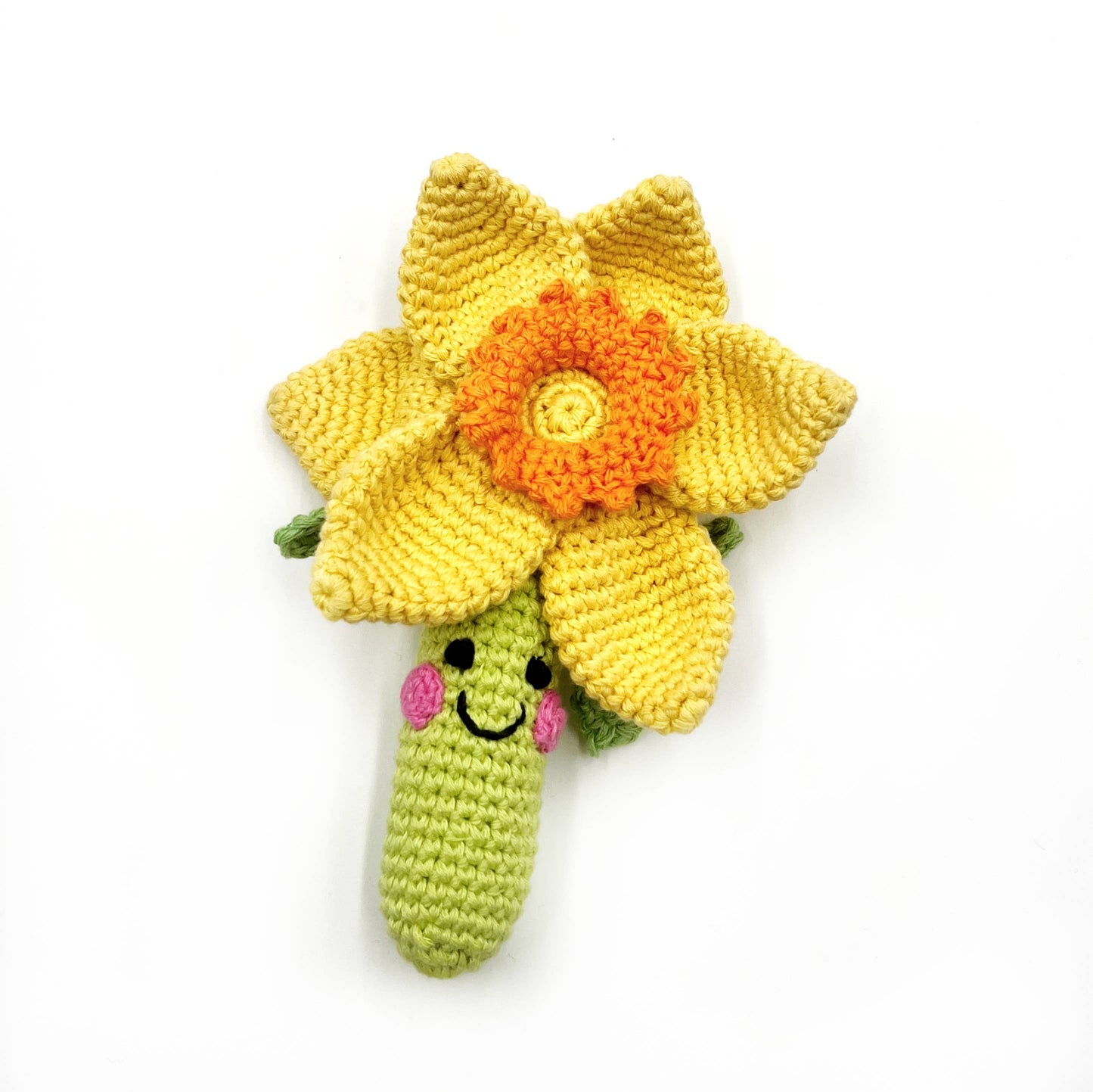 Friendly Yellow Daffodil Baby Rattle Toy