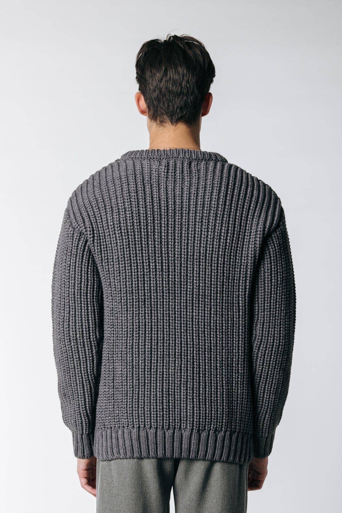 Dean Rib Knit Sweater in Dark grey