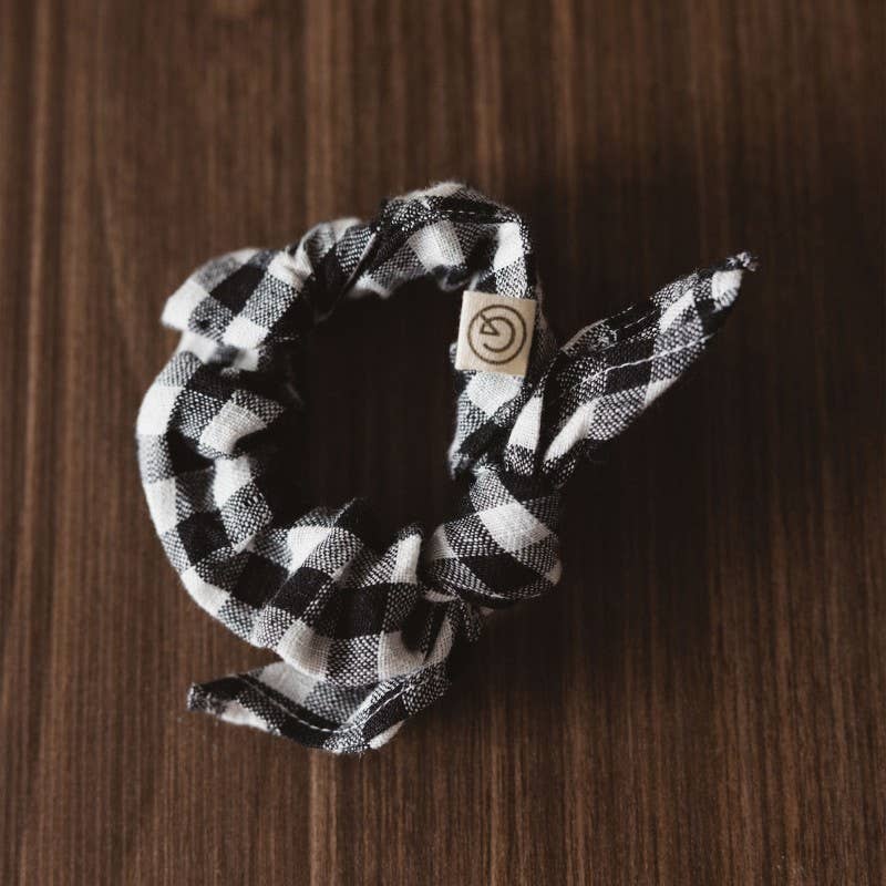 Vichy Linen Scrunchie black & white