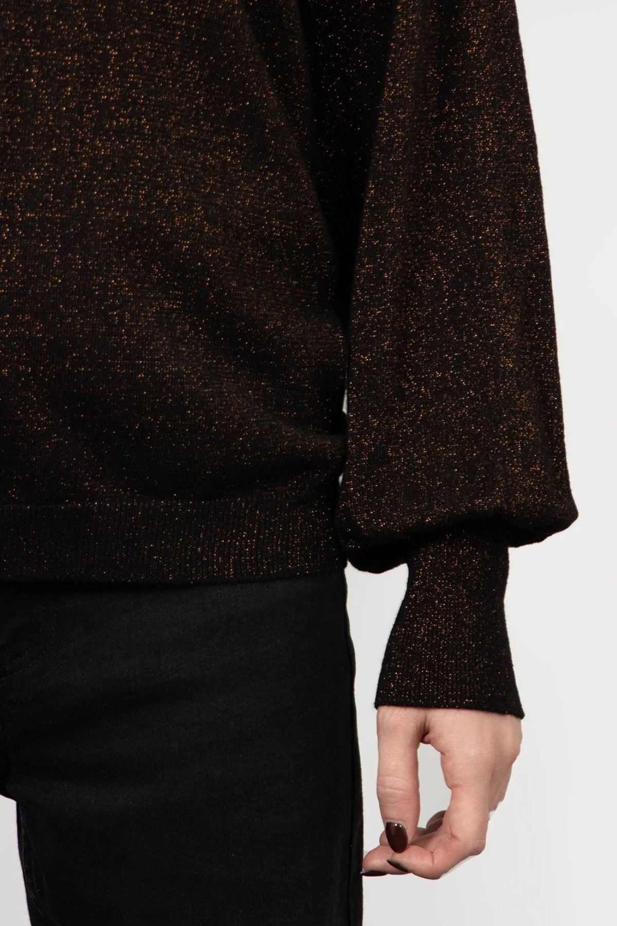 Penny Balloon Sleeve Jumper - Bronze, Glitter