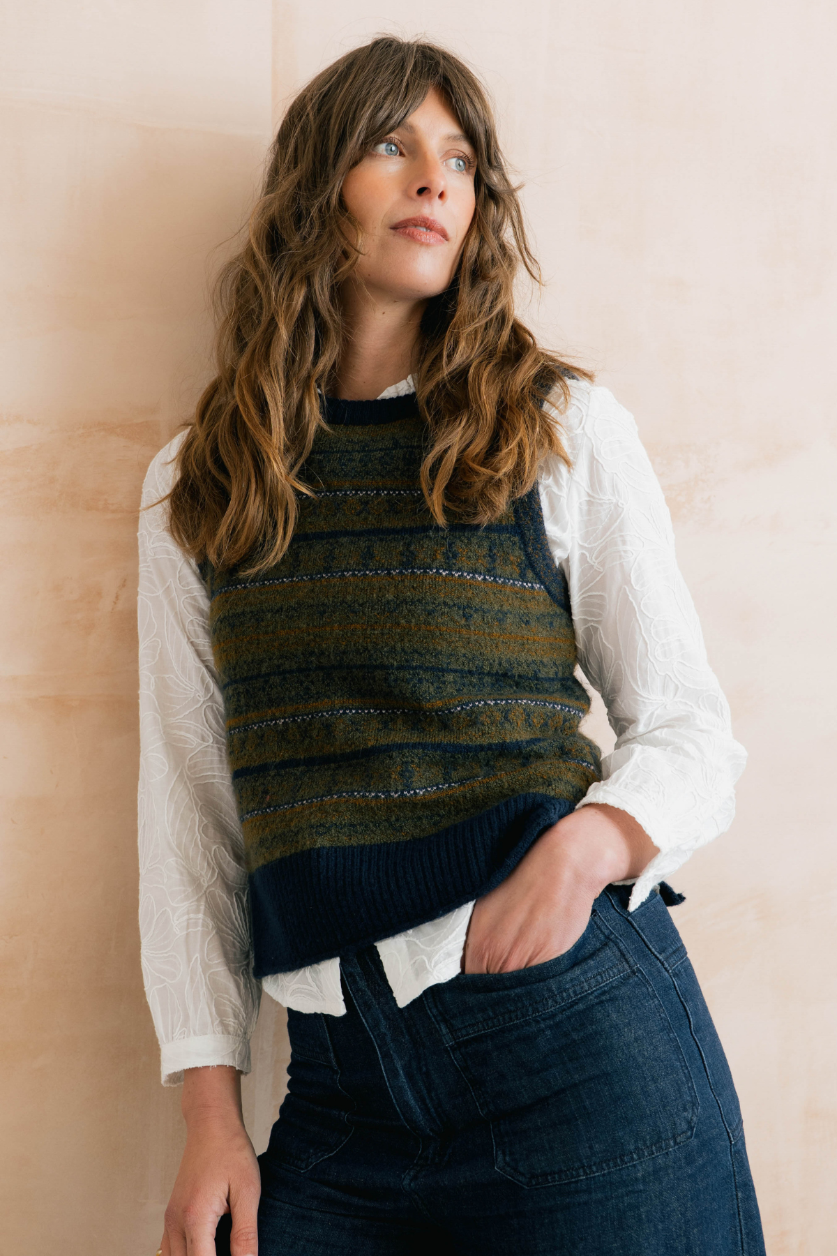 Joan Fair Isle Tank Fair Isle Knit - Olive
