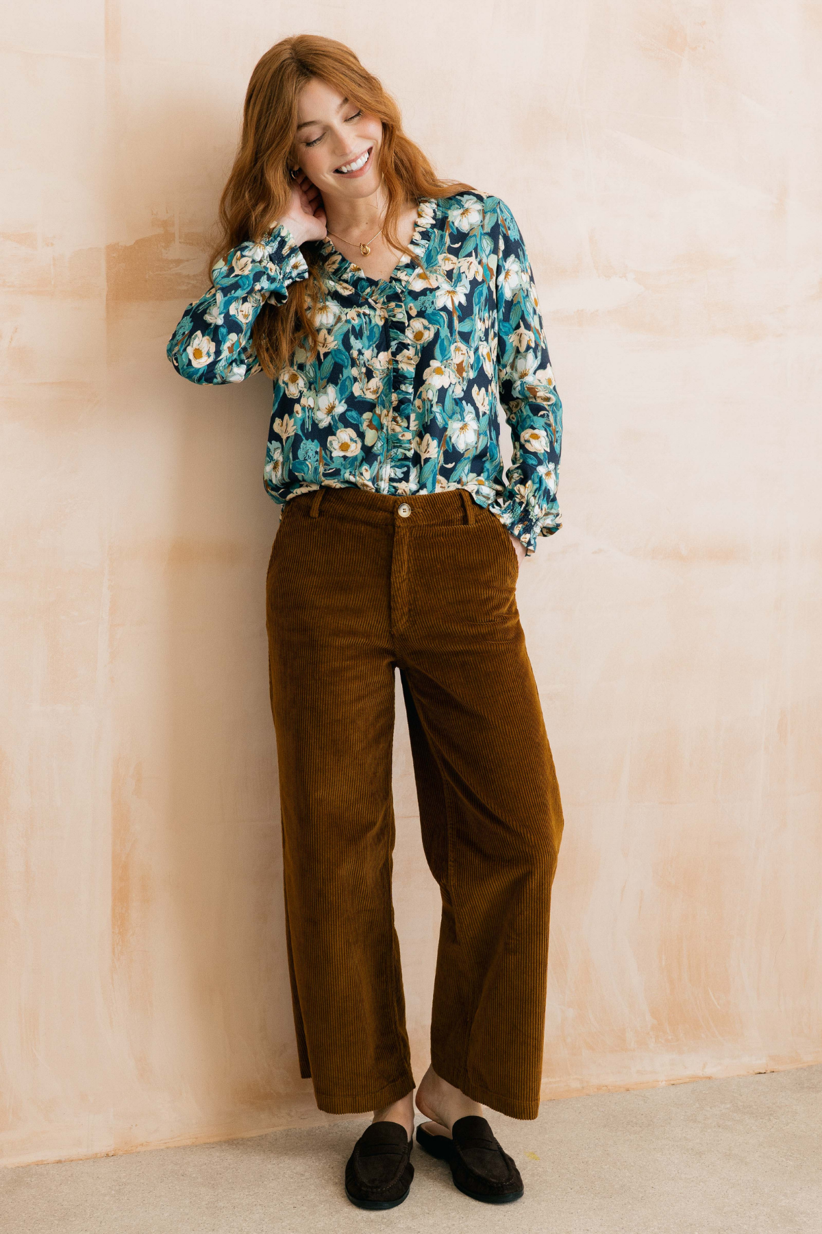 Isla Crop Trouser Plain Jumbo Cord - Burnt Caramel