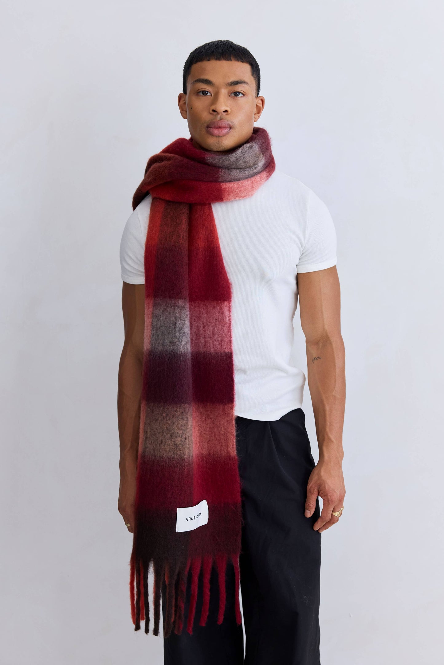 The Reykjavik Scarf - 100% Recycled - Burgundy Check