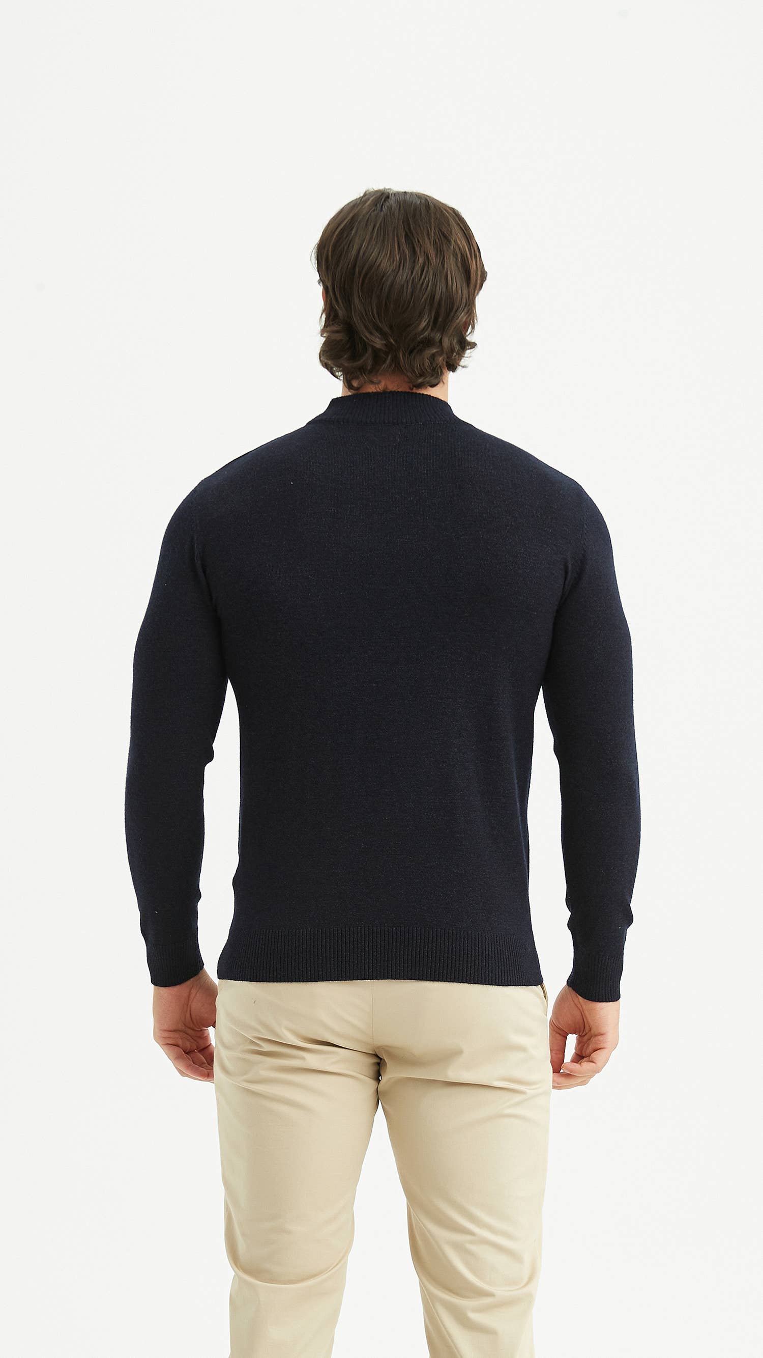 High Neck Sweater - Navy Blue