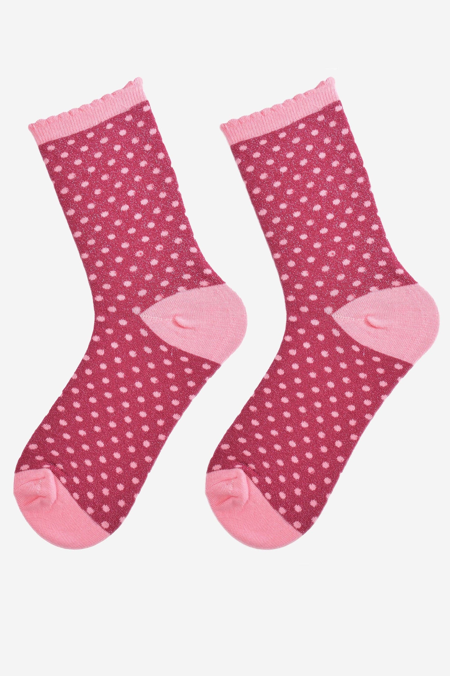 Polka Dot Glitter Socks - Berry/Pink