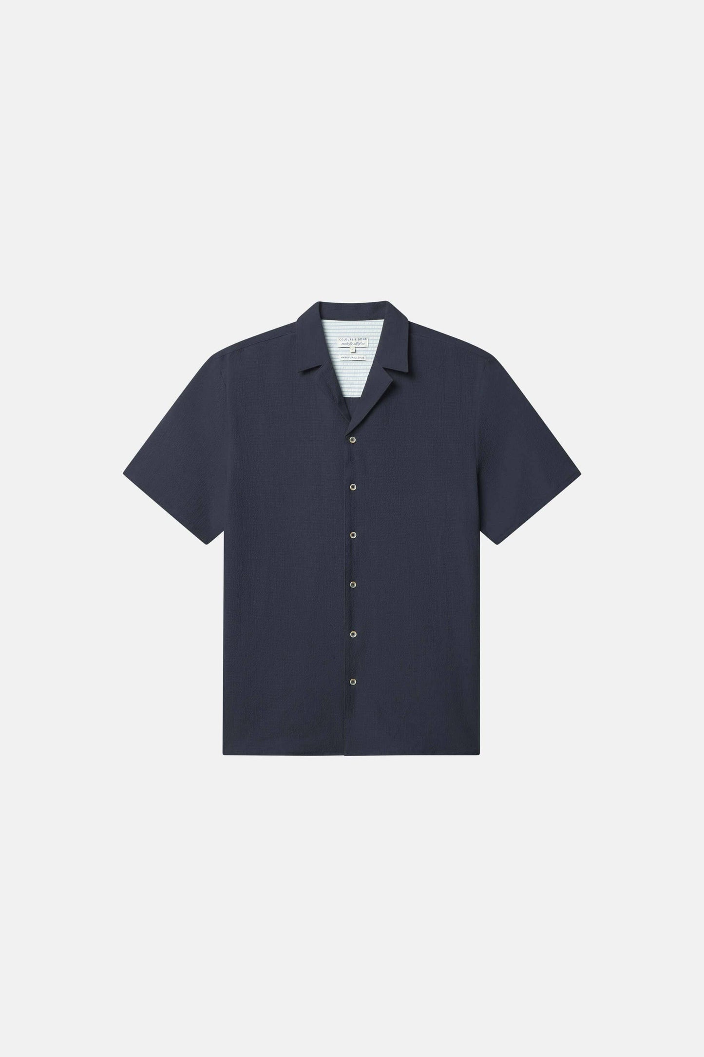 COLOURS & SONS - Shirt Seersucker Solid - Navy
