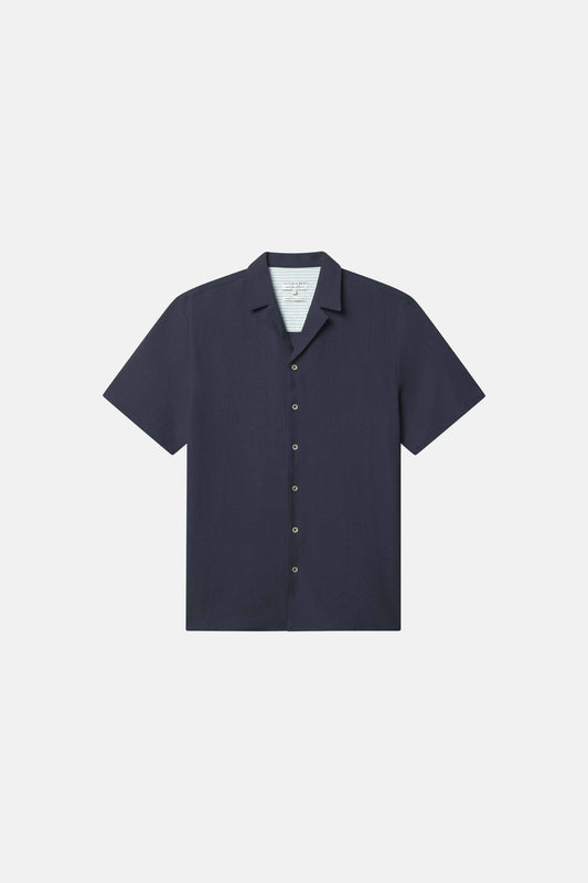 COLOURS & SONS - Shirt Seersucker Solid - Navy