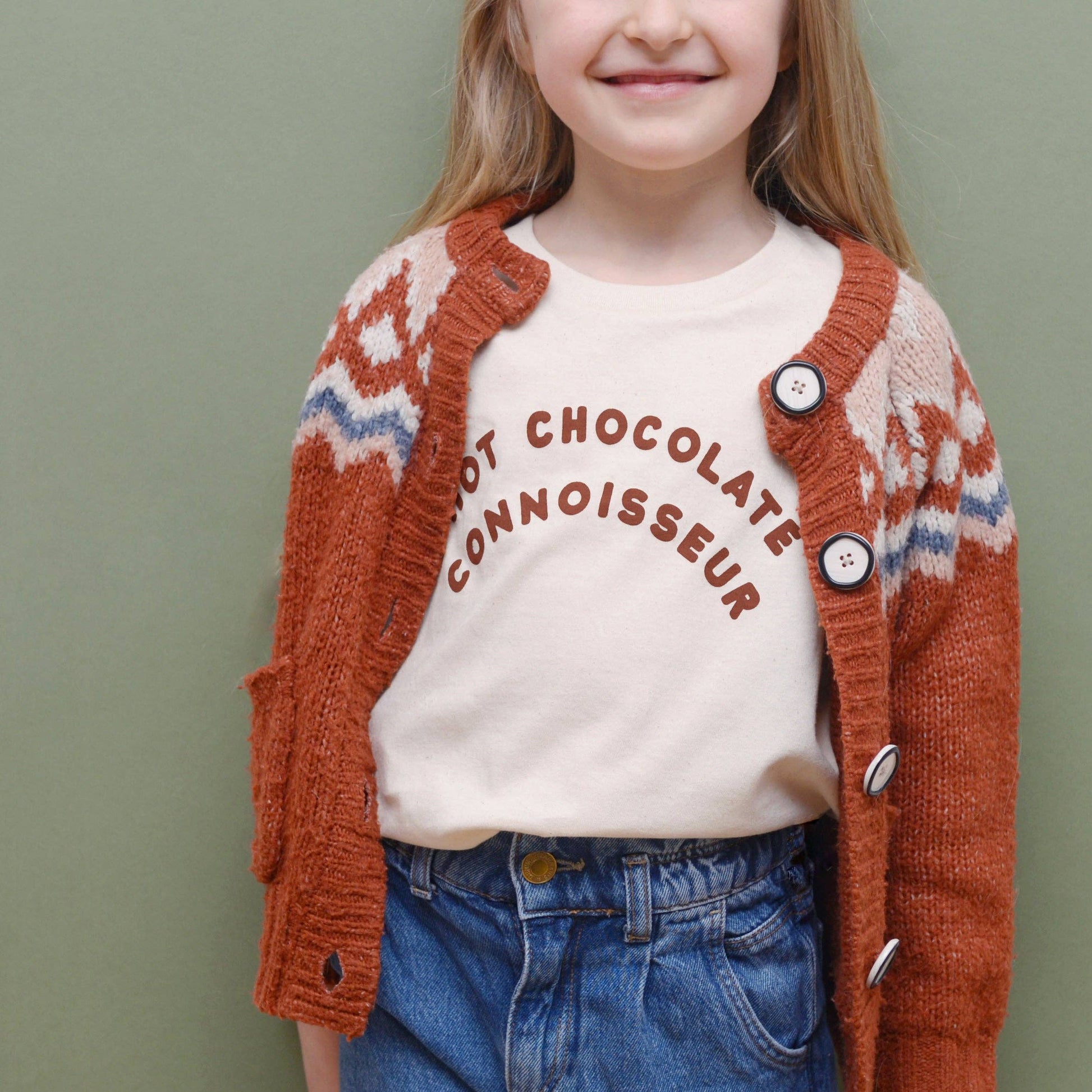 Alphabet Bags - Hot Chocolate Connoisseur - Kid's Tee - Natural Fleck
