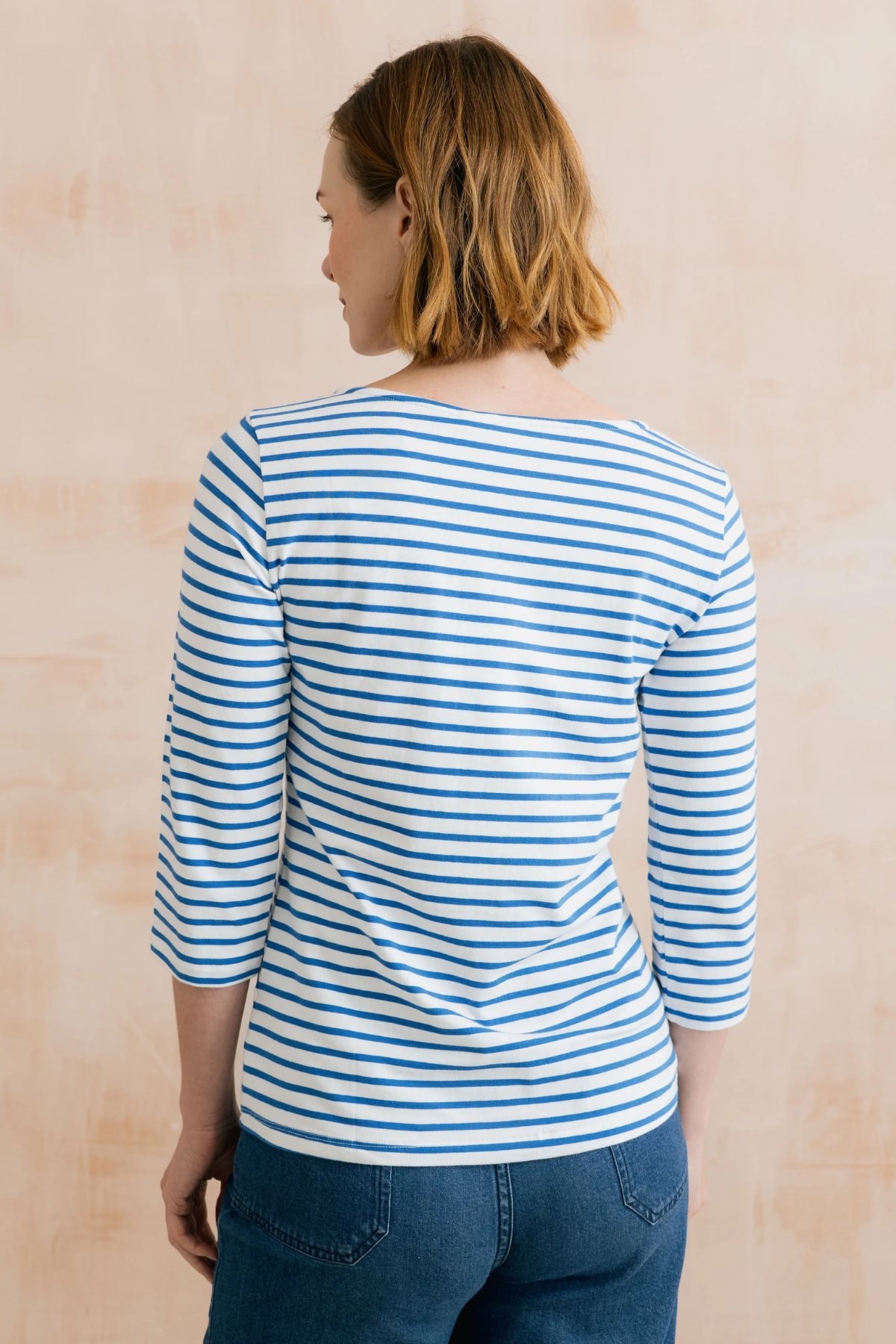 SALE2 - Monica Jersey Striped Long Sleeve Top Cobalt