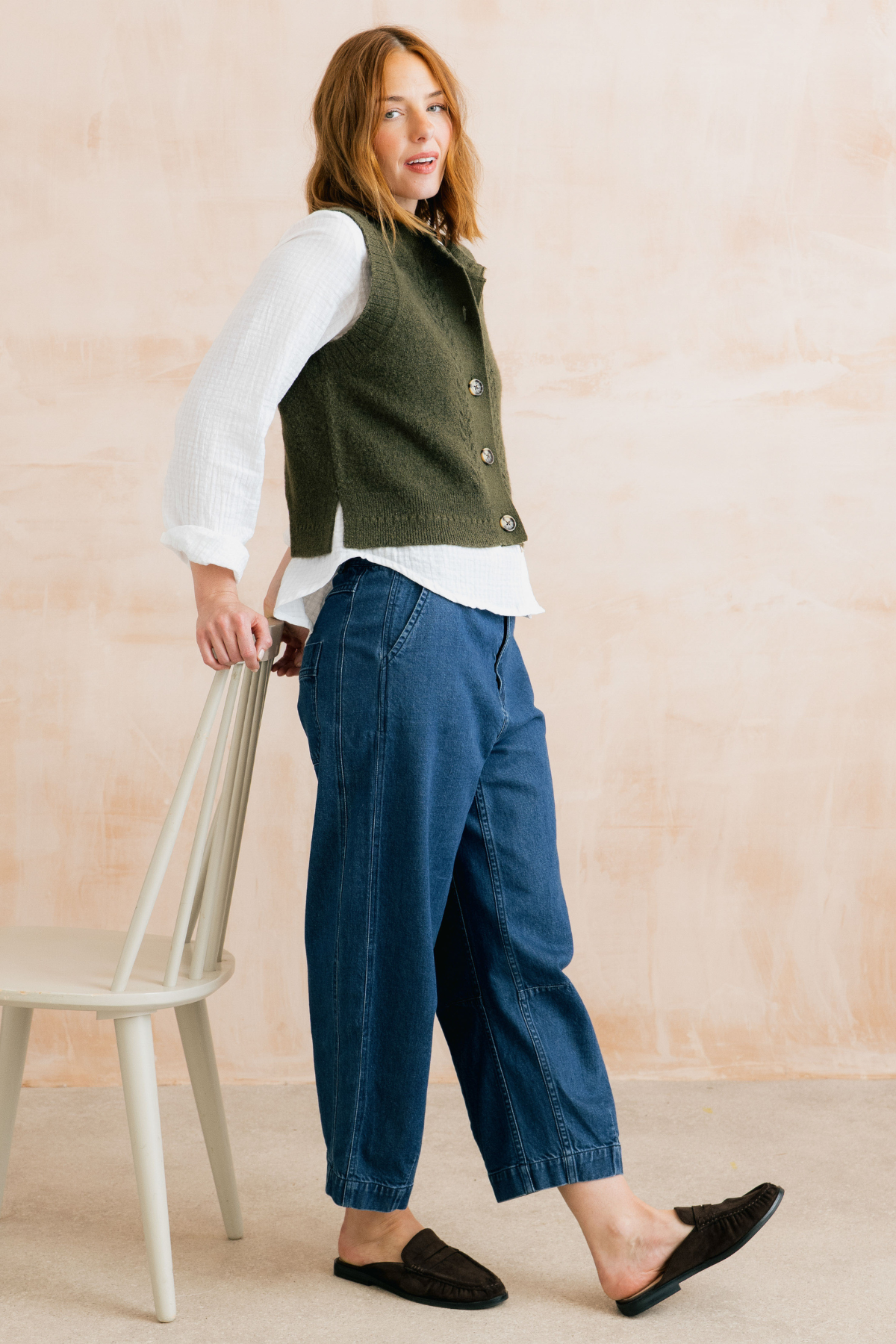 Stencil Vest Cable Knit - Dark Olive